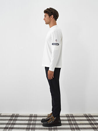 Xint Ekru Esnek Dokulu Regular Fit Uzun Kollu Tişört