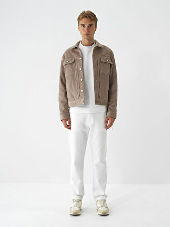 Xint Bej Lüks Dokulu Soft Kadife Regular Fit Ceket