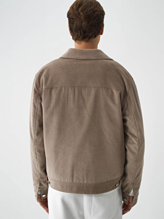 Xint Bej Lüks Dokulu Soft Kadife Regular Fit Ceket