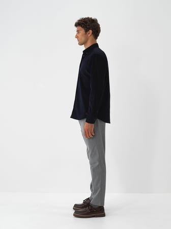 Xint Lacivert Lüks Dokulu Soft Kadife Regular Fit Gömlek