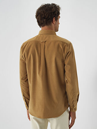 Xint Camel Lüks Dokulu Soft Kadife Regular Fit Gömlek