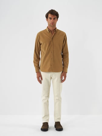 Xint Camel Lüks Dokulu Soft Kadife Regular Fit Gömlek