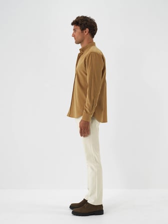 Xint Camel Lüks Dokulu Soft Kadife Regular Fit Gömlek