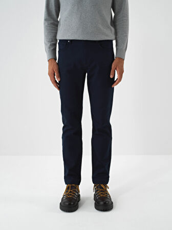 Xint Lacivert Pamuk Dokulu Slim Fit Pantolon