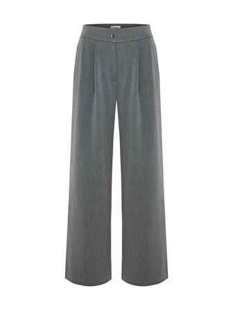 Xint Gri Esnek Dokulu Oversize Pantolon