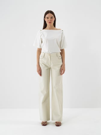 Xint Ekru Modal Dokulu Oversize Pantolon