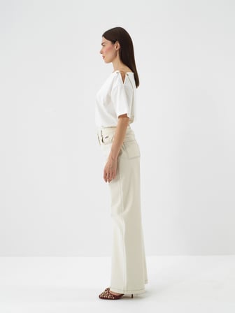 Xint Ekru Modal Dokulu Oversize Pantolon