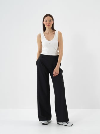 Xint Siyah Esnek Dokulu Oversize Pantolon