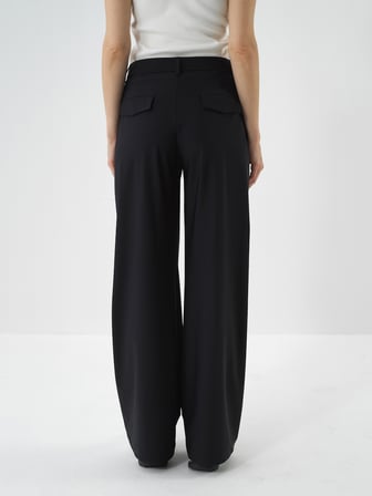 Xint Siyah Esnek Dokulu Oversize Pantolon