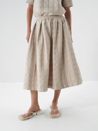 Xint Naturel Kapitone Dokulu Oversize Etek