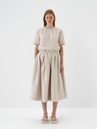 Xint Naturel Kapitone Dokulu Oversize Etek