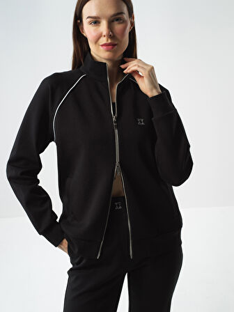 Xint Siyah Pamuk Dokulu Regular Fit Sweatmont