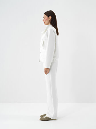 Xint Ekru Pamuk Dokulu Oversize Ceket
