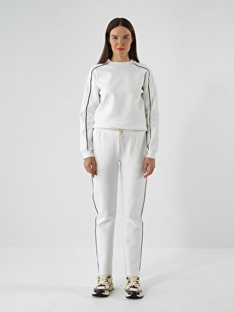 Xint Ekru Pamuk Dokulu Regular Fit Sweat Pantolon