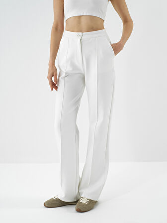 Xint Ekru Pamuk Dokulu Oversize Sweat Pantolon