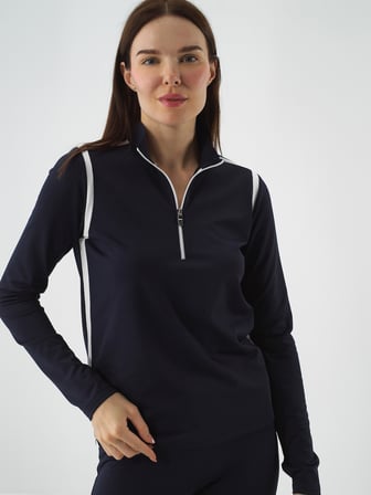 Xint Lacivert Esnek Dokulu Regular Fit Uzun Kollu Tişört