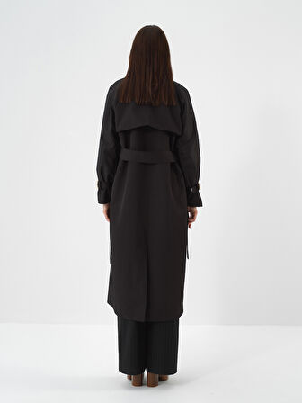 Xint Siyah Formunu Koruyan Regular Fit Trençkot