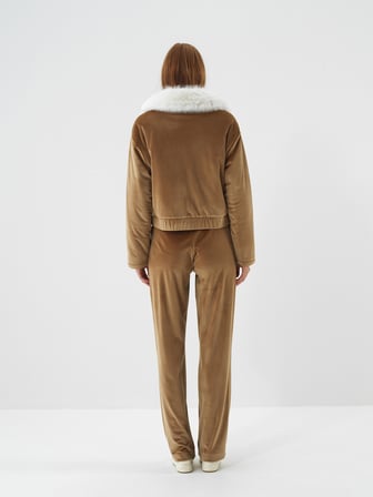 Xint Camel Lüks Dokulu Soft Kadife Oversize Ceket