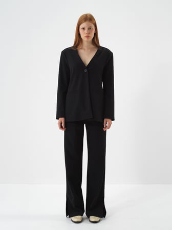 Xint Siyah Esnek Dokulu Regular Fit Pantolon