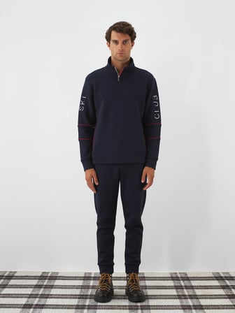 Xint Lacivert Pamuk Dokulu Regular Fit Sweatshirt