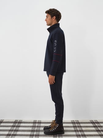 Xint Lacivert Pamuk Dokulu Regular Fit Sweatshirt