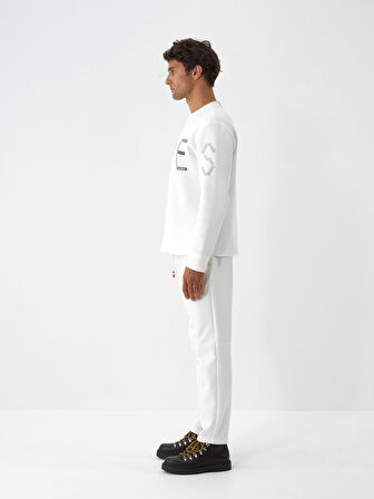 Xint Ekru Esnek Dokulu Regular Fit Jogger Pantolon