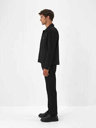 Xint Siyah Pamuk Dokulu Regular Fit Ceket