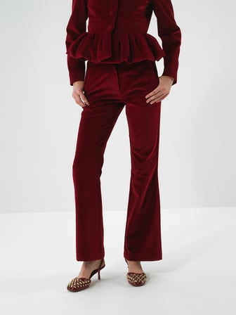 Xint Bordo Lüks Dokulu Soft Kadife Regular Fit Pantolon