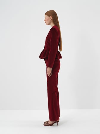 Xint Bordo Lüks Dokulu Soft Kadife Regular Fit Ceket