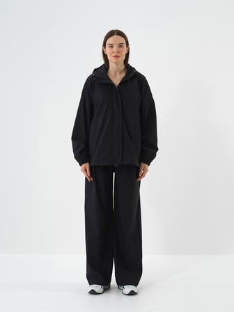 Xint Siyah Esnek Dokulu Oversize Mont