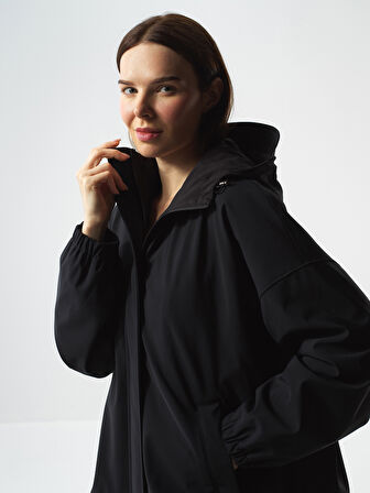 Xint Siyah Esnek Dokulu Oversize Mont