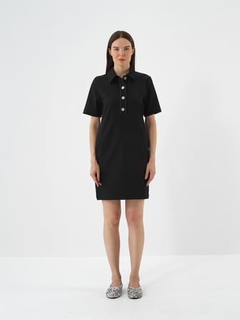Xint Siyah Esnek Dokulu Regular Fit Elbise