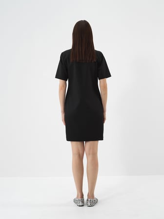 Xint Siyah Esnek Dokulu Regular Fit Elbise