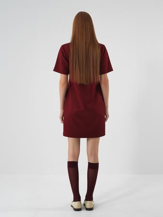 Xint Bordo Esnek Dokulu Regular Fit Elbise