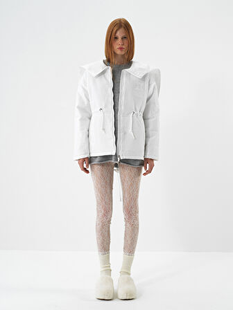 Xint Beyaz Formunu Koruyan Oversize Mont