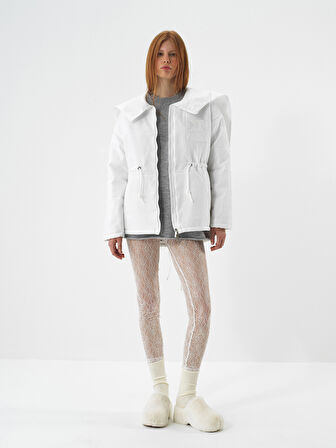 Xint Beyaz Formunu Koruyan Oversize Mont