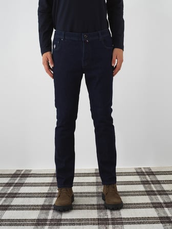 Xint Lacivert Pamuk Dokulu Slim Fit Denim Pantolon
