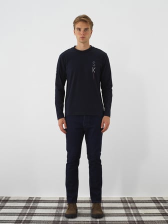 Xint Lacivert Pamuk Dokulu Slim Fit Denim Pantolon