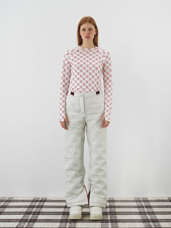 Xint Ekru Kapitone Dokulu Oversize Pantolon