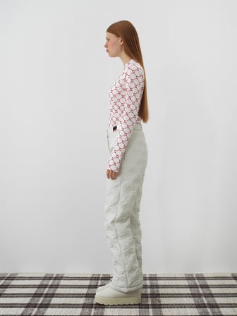 Xint Ekru Kapitone Dokulu Oversize Pantolon