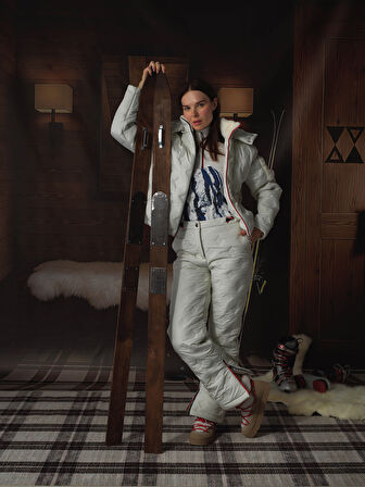 Xint Ekru Kapitone Dokulu Oversize Mont