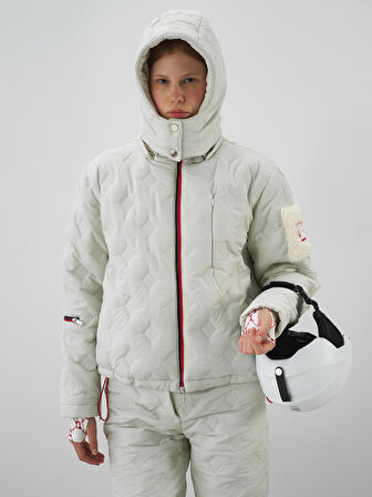 Xint Ekru Kapitone Dokulu Oversize Mont