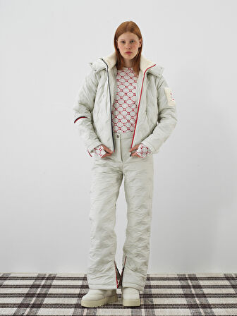 Xint Ekru Kapitone Dokulu Oversize Mont