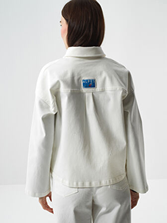 Xint Ekru Pamuk Dokulu Oversize Ceket