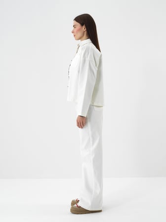 Xint Ekru Pamuk Dokulu Oversize Ceket