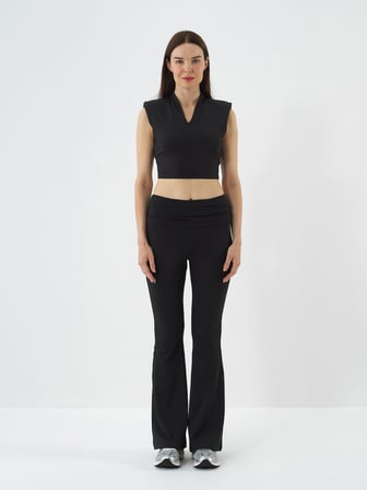 Xint Siyah Esnek Dokulu Slim Fit Tayt