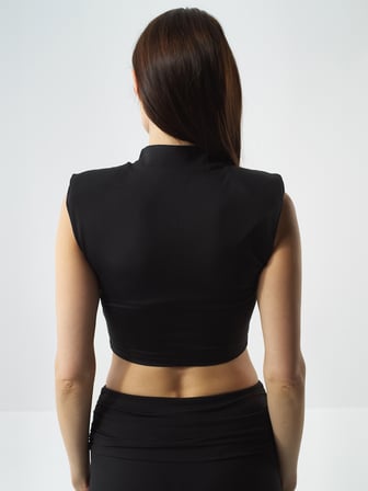 Xint Siyah Esnek Dokulu Regular Fit Bluz