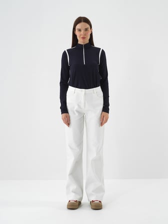 Xint Ekru Pamuk Dokulu Oversize Pantolon
