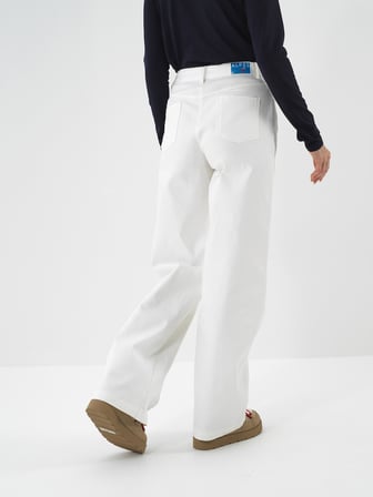 Xint Ekru Pamuk Dokulu Oversize Pantolon