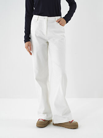 Xint Ekru Pamuk Dokulu Oversize Pantolon